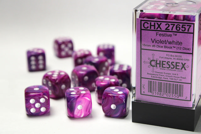 Chessex - 16mm d6 Dice Block (12 Dice) (Choose Your Color)