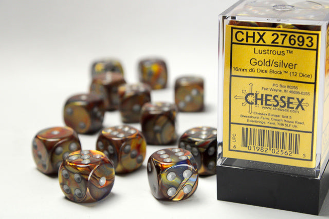 Chessex - 16mm d6 Dice Block (12 Dice) (Choose Your Color)