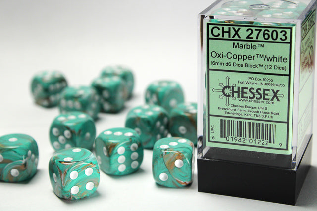 Chessex - 16mm d6 Dice Block (12 Dice) (Choose Your Color)