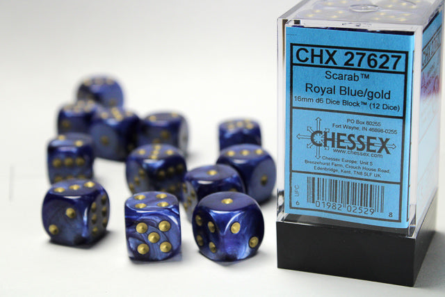 Chessex - 16mm d6 Dice Block (12 Dice) (Choose Your Color)