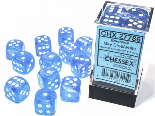 Chessex - 16mm d6 Dice Block (12 Dice) (Choose Your Color)