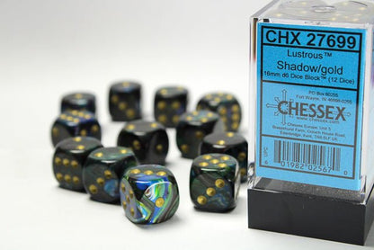 Chessex - 16mm d6 Dice Block (12 Dice) (Choose Your Color) - Foul Play Gaming