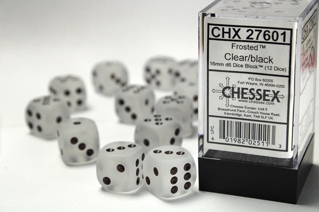 Chessex - 16mm d6 Dice Block (12 Dice) (Choose Your Color) - Foul Play Gaming