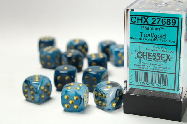 Chessex - 16mm d6 Dice Block (12 Dice) (Choose Your Color) - Foul Play Gaming