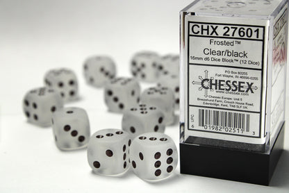 Chessex - 16mm d6 Dice Block (12 Dice) (Choose Your Color)