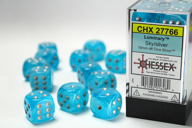 Chessex - 16mm d6 Dice Block (12 Dice) (Choose Your Color)
