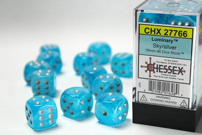 Chessex - 16mm d6 Dice Block (12 Dice) (Choose Your Color)