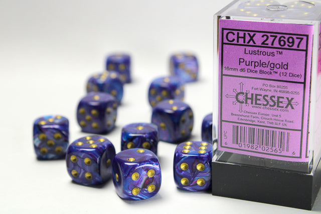Chessex - 16mm d6 Dice Block (12 Dice) (Choose Your Color)