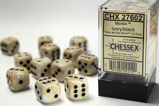 Chessex - 16mm d6 Dice Block (12 Dice) (Choose Your Color)