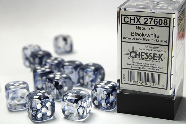 Chessex - 16mm d6 Dice Block (12 Dice) (Choose Your Color)