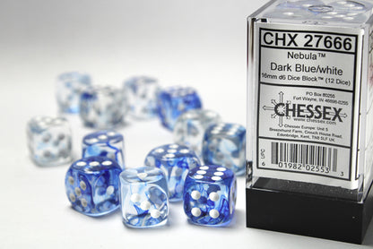 Chessex - 16mm d6 Dice Block (12 Dice) (Choose Your Color)