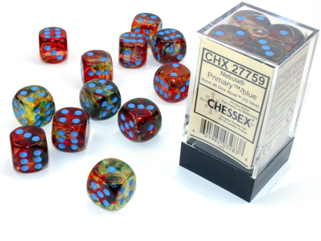 Chessex - 16mm d6 Dice Block (12 Dice) (Choose Your Color)
