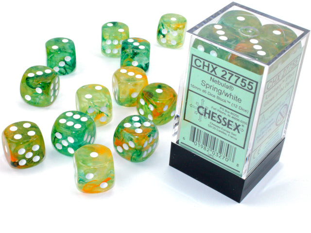 Chessex - 16mm d6 Dice Block (12 Dice) (Choose Your Color)