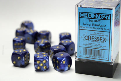 Chessex - 16mm d6 Dice Block (12 Dice) (Choose Your Color)