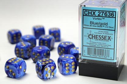 Chessex - 16mm d6 Dice Block (12 Dice) (Choose Your Color)