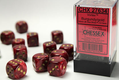 Chessex - 16mm d6 Dice Block (12 Dice) (Choose Your Color)